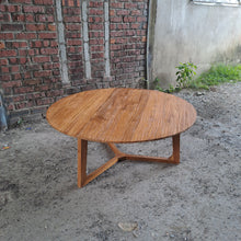 Load image into Gallery viewer, Ramberg Round Coffee Table (rustic/varnished) display unit