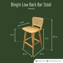 Load image into Gallery viewer, Bingin Low Back Bar Stool (60-75cm)