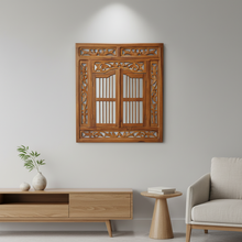 Load image into Gallery viewer, Hand Carved Teak Mirror with Shutters