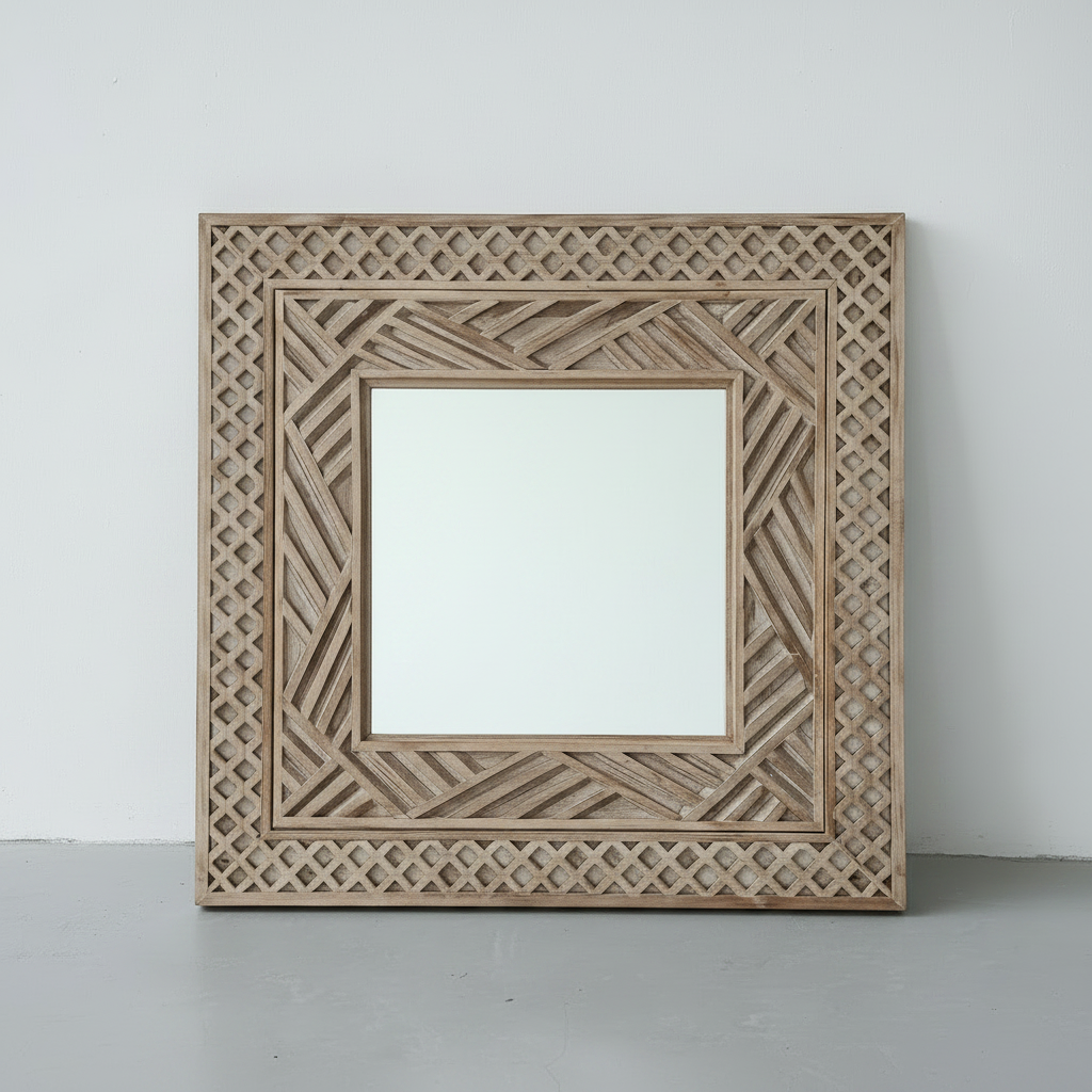 Whitewash Teak Mirror