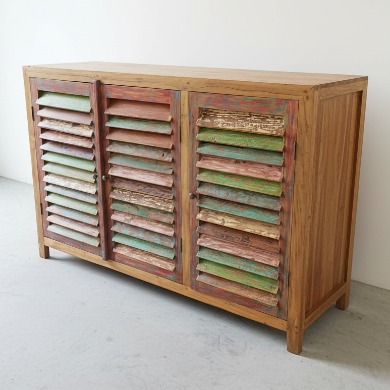 Louvred Shoe Cabinet (150cm) type 1