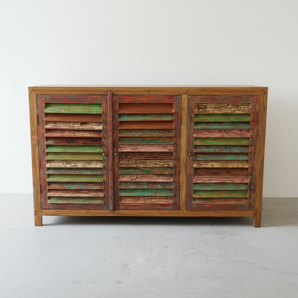 Louvred Shoe Cabinet (150cm) type 1