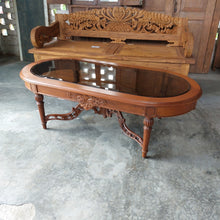 Load image into Gallery viewer, Ornate Teak/Glass Coffee Table
