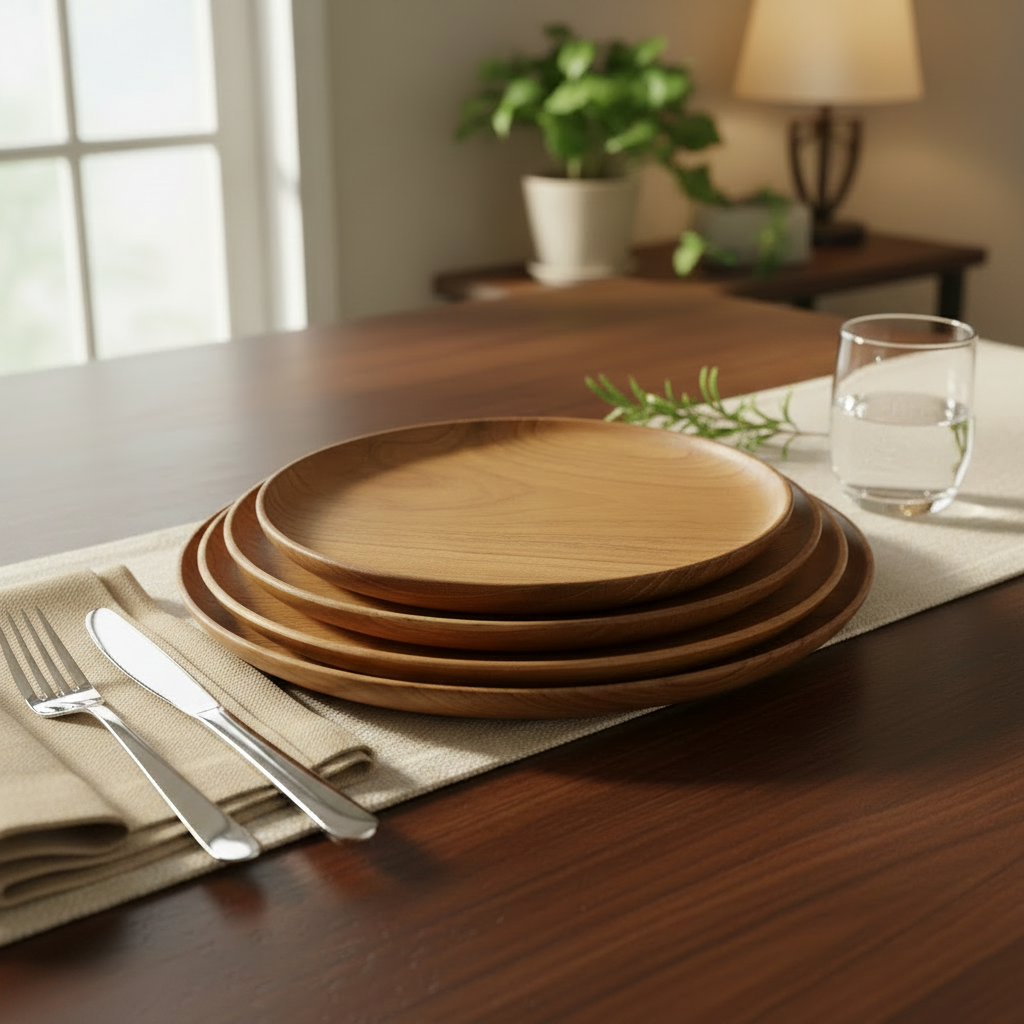 Round Teak Plate