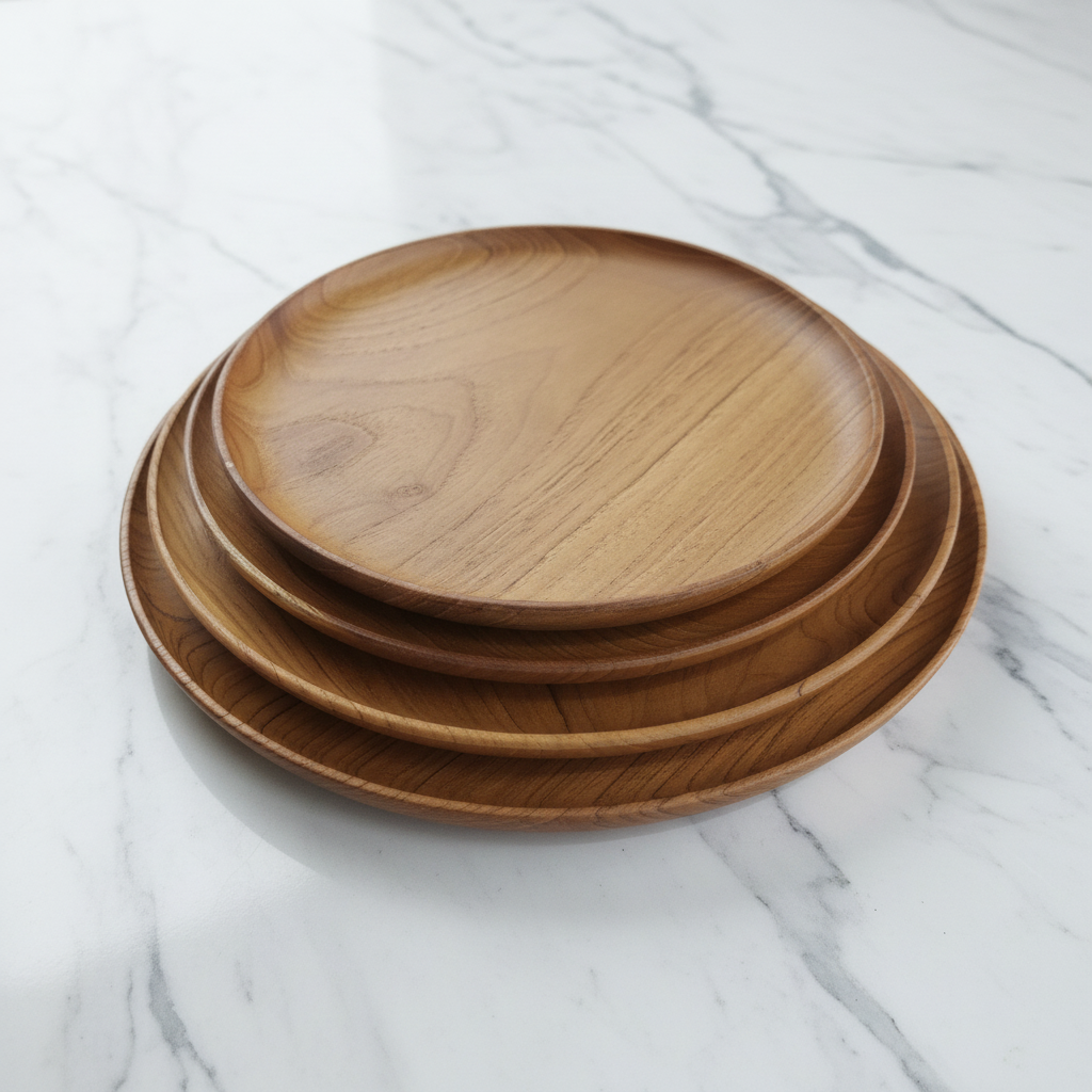 Round Teak Plate