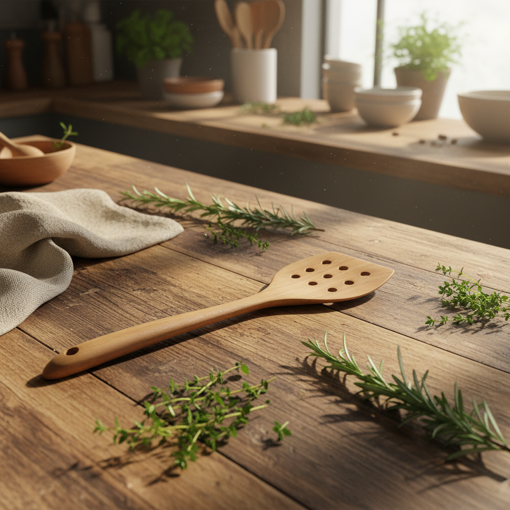 Teak Strainer Spatula #1