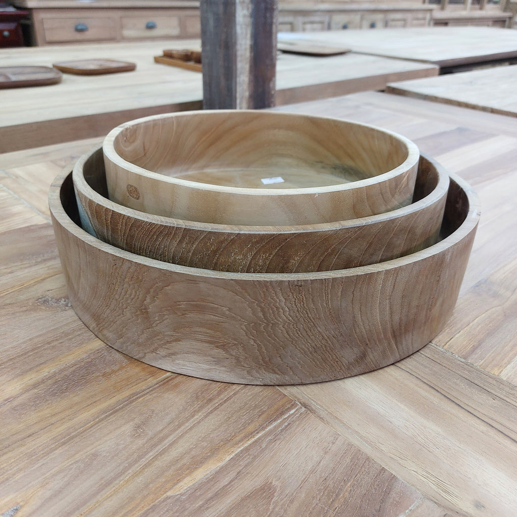 Teak Cylinder Bowls (set of 3)