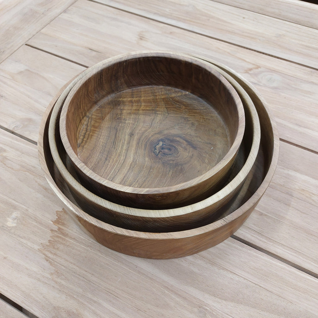 Teak Cylinder Bowls (set of 3)