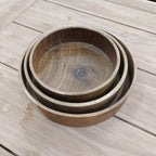 Teak Cylinder Bowls (set of 3)
