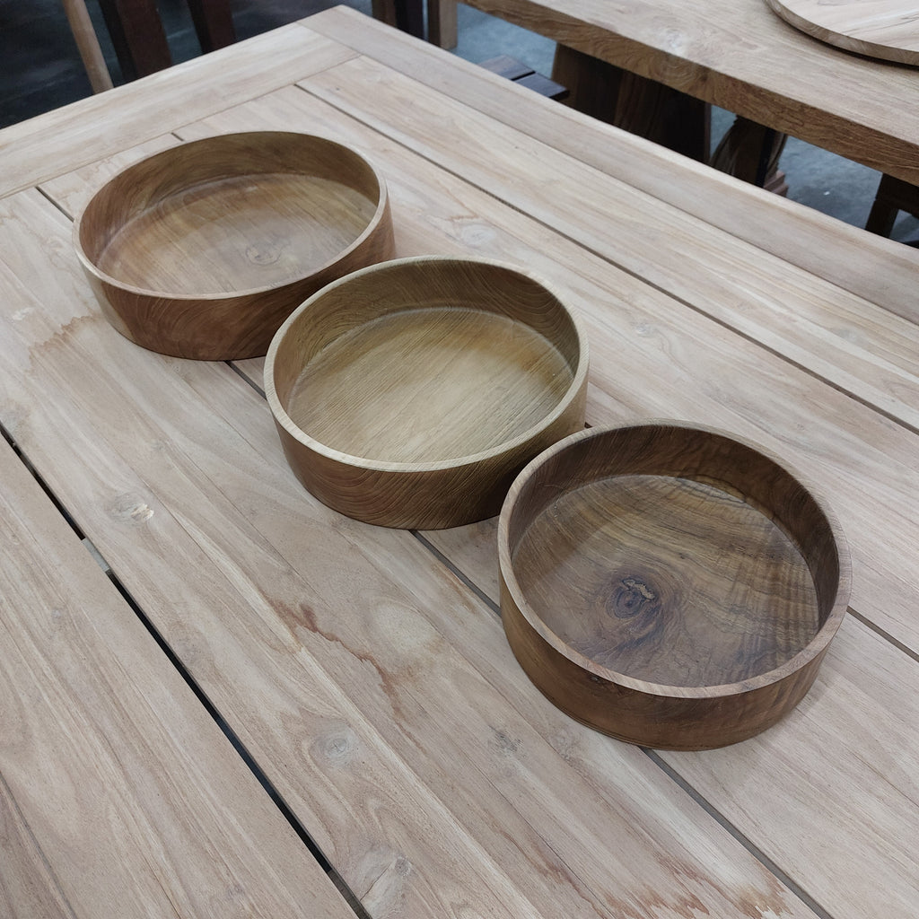 Teak Cylinder Bowls (set of 3)