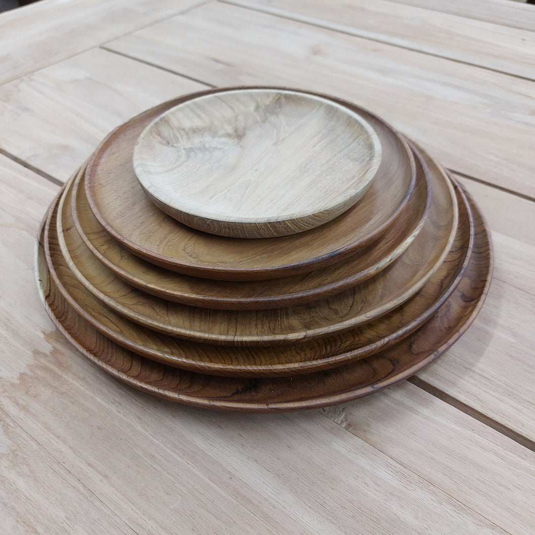 Round Teak Plates (set of 6)