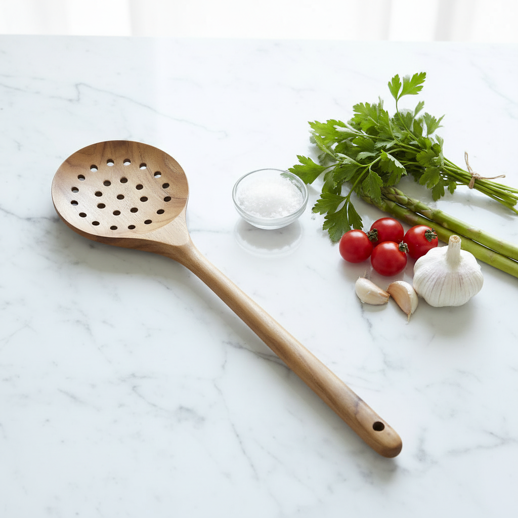 Teak Strainer Spoon
