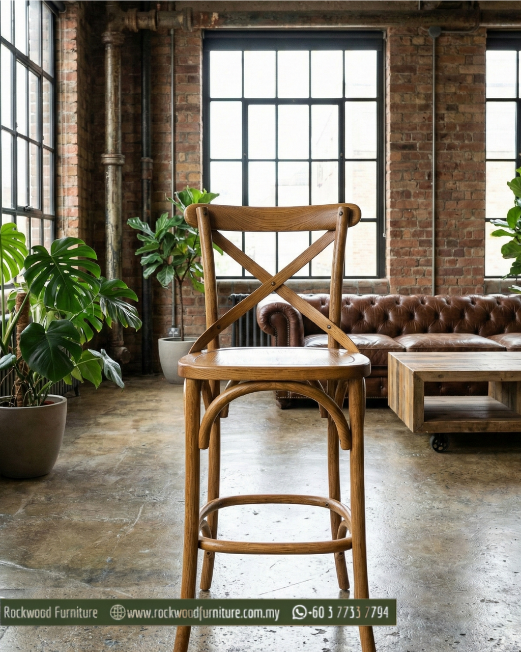 Cross Back Bar Stool (70-75cm)