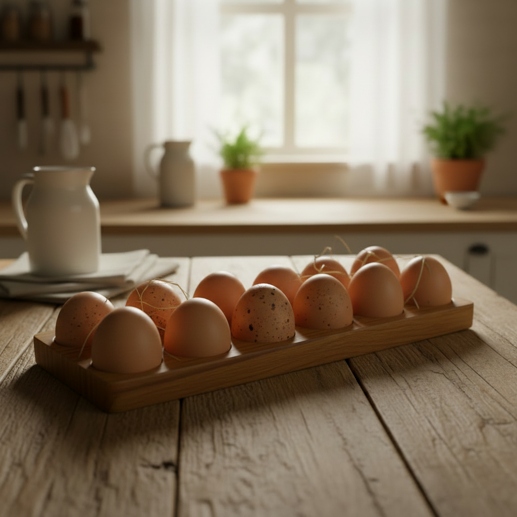 Teak Egg Holder 12pc