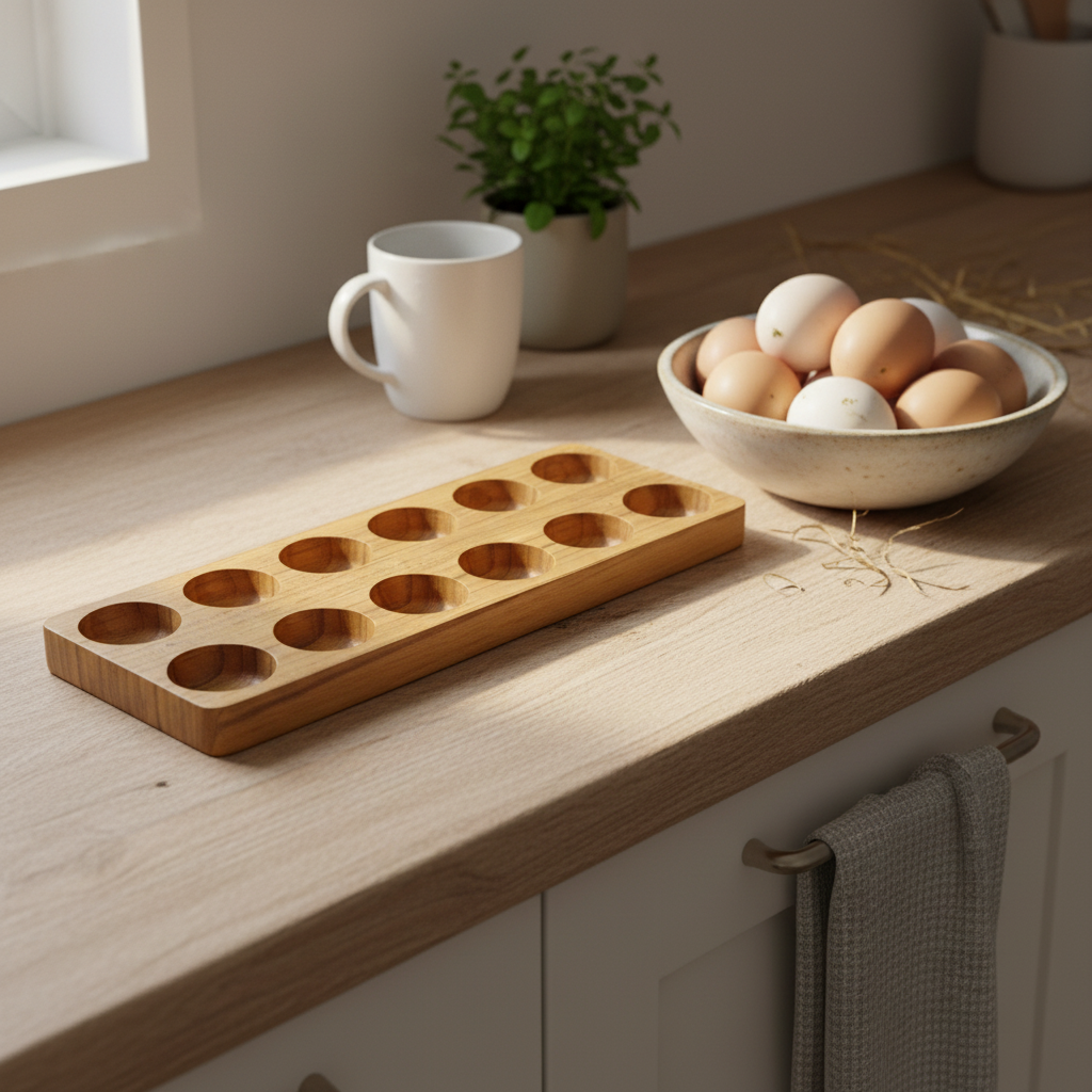 Teak Egg Holder 12pc