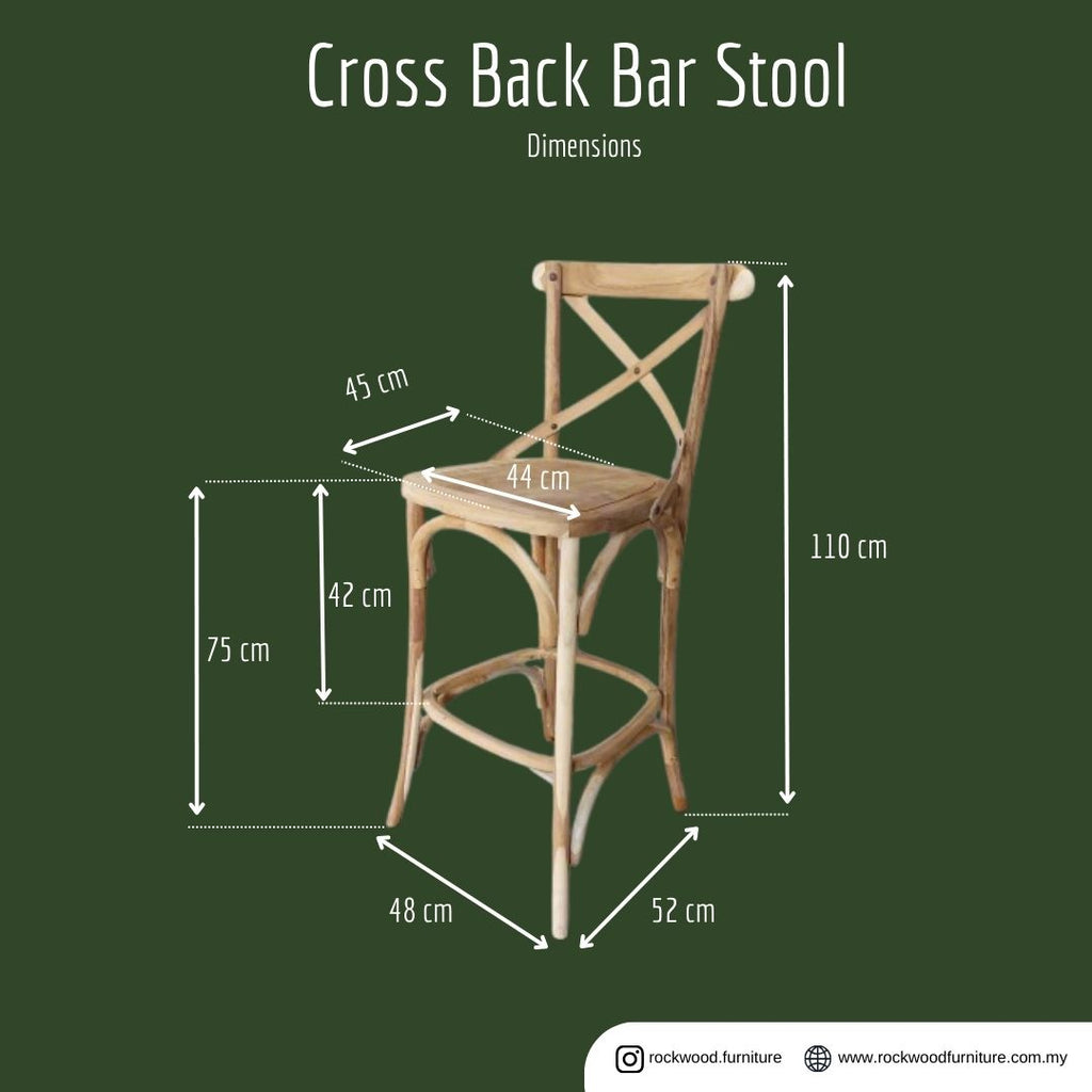 Cross Back Bar Stool (70-75cm)