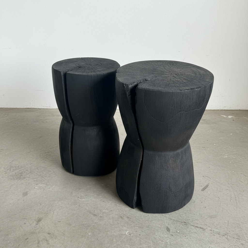 Hourglass Stool/Plinth (Shou Sugi Ban)