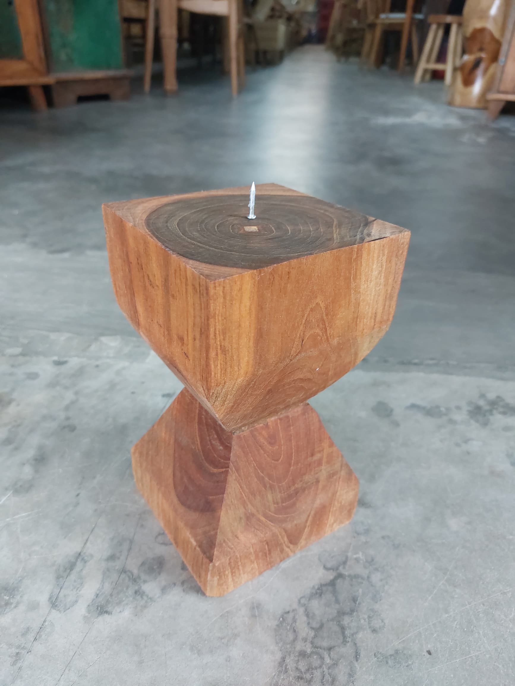 Vintage Teak Candle Holder (incl. candle) #1