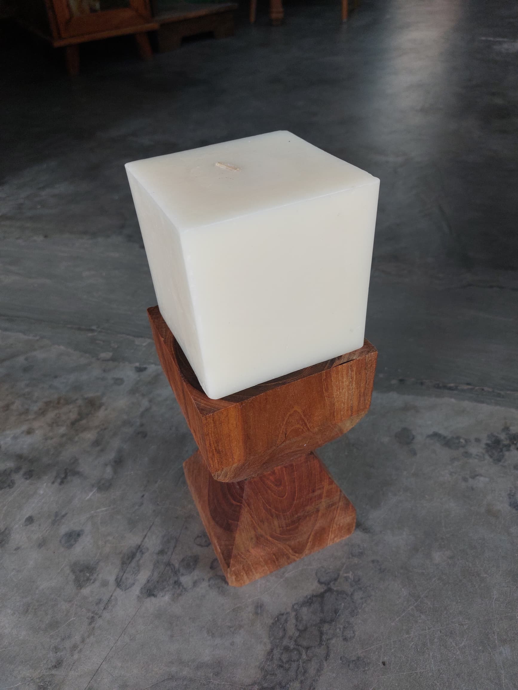 Vintage Teak Candle Holder (incl. candle) #1