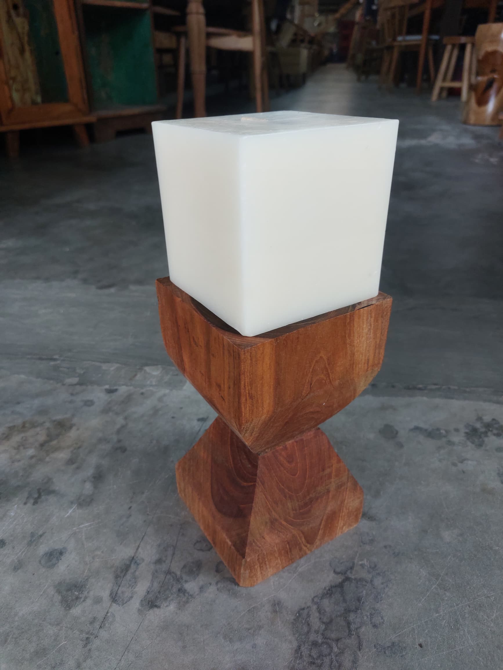 Vintage Teak Candle Holder (incl. candle) #1