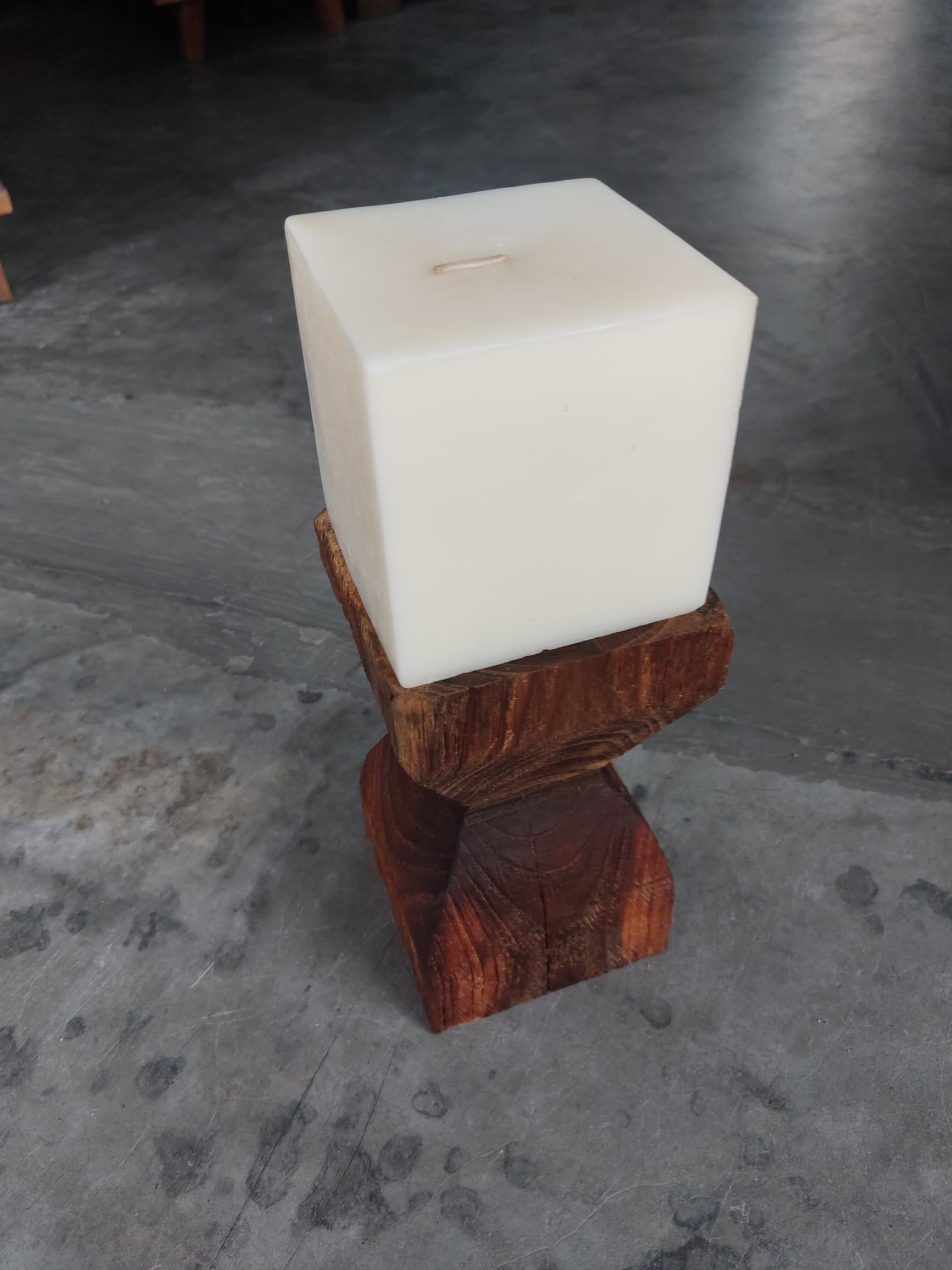Vintage Teak Candle Holder (incl. candle) #2