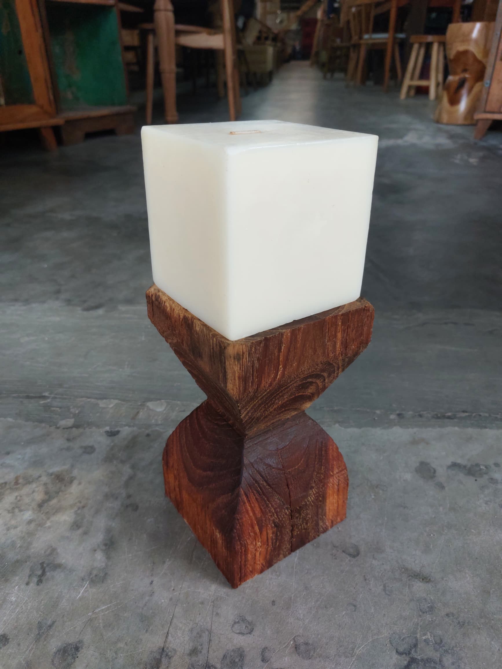 Vintage Teak Candle Holder (incl. candle) #2
