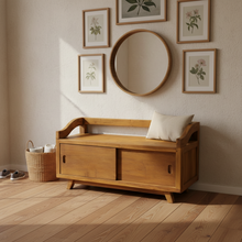Load image into Gallery viewer, Rustic Bench/Shoe Cabinet

