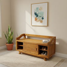Load image into Gallery viewer, Rustic Bench/Shoe Cabinet
