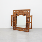 Hand Carved Teak Mirror with Shutters