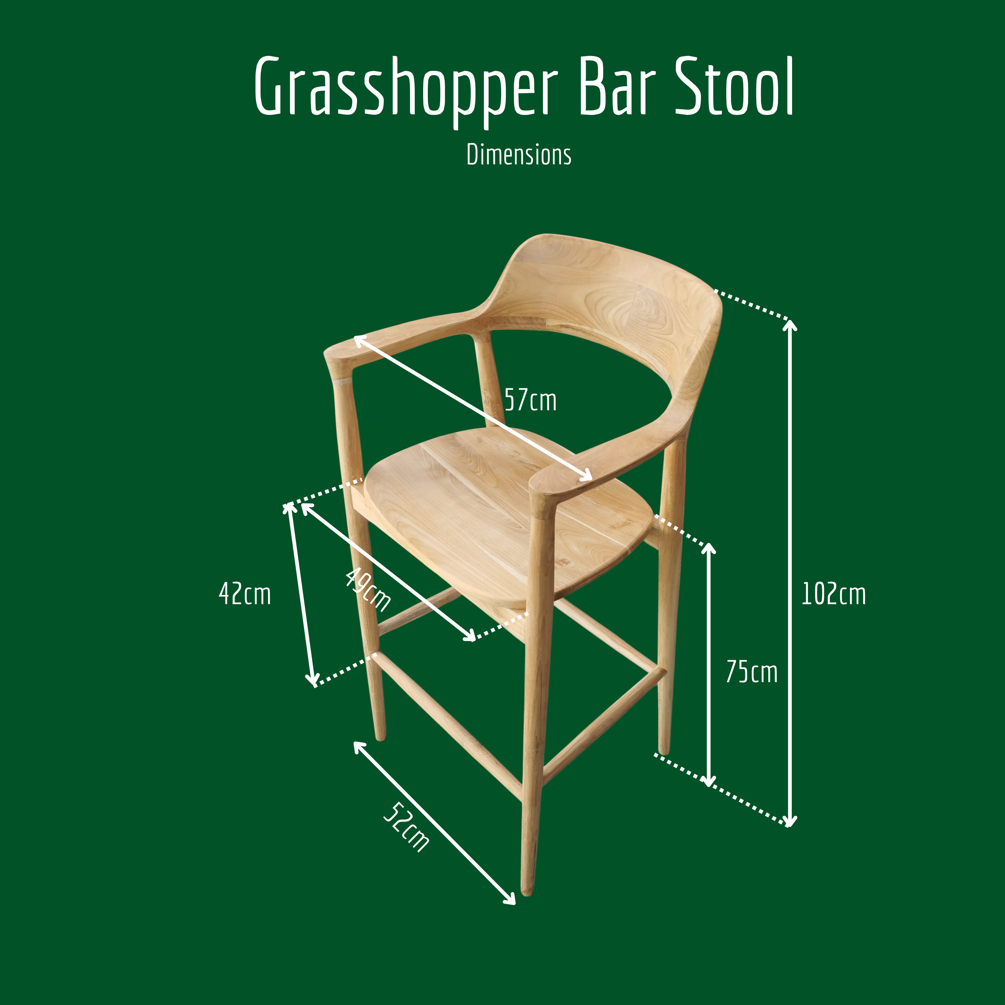 Grasshopper Bar Stool (60-65cm)