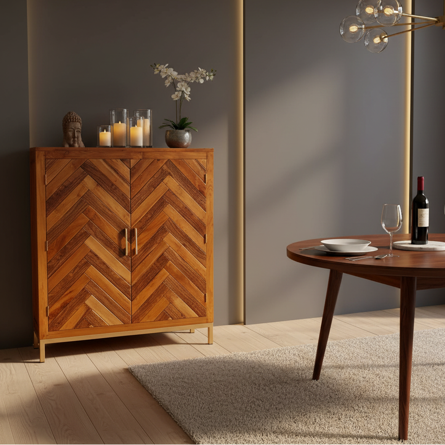 Herringbone Wine Cabinet
