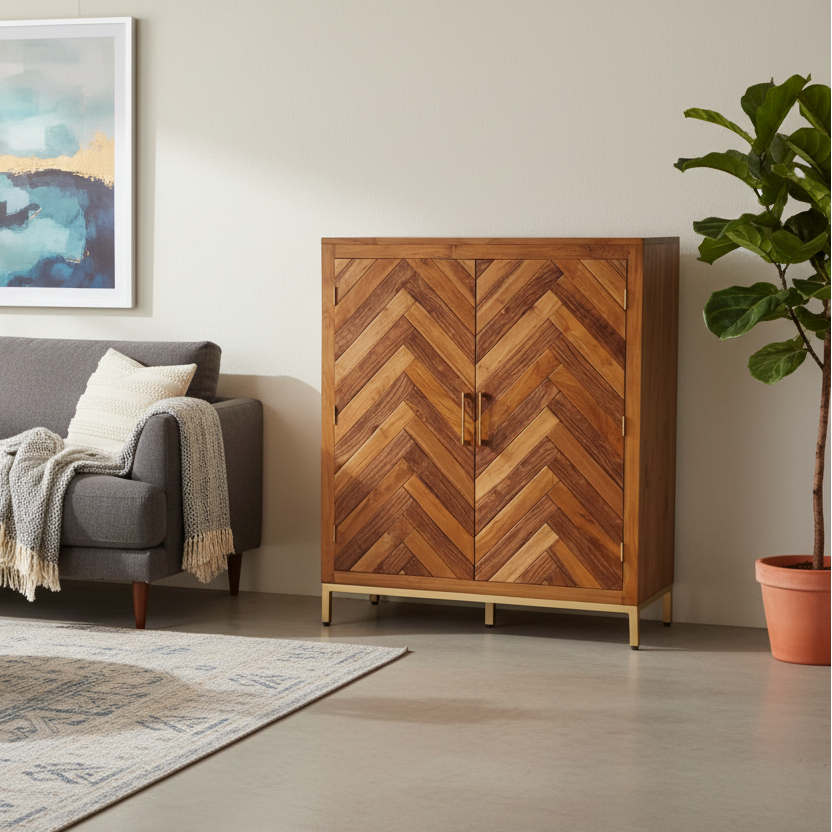 Herringbone Wine Cabinet