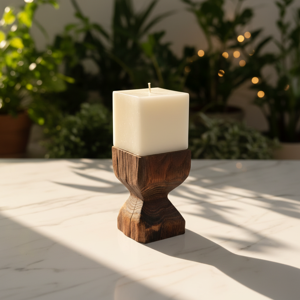 Vintage Teak Candle Holder (incl. candle) #4