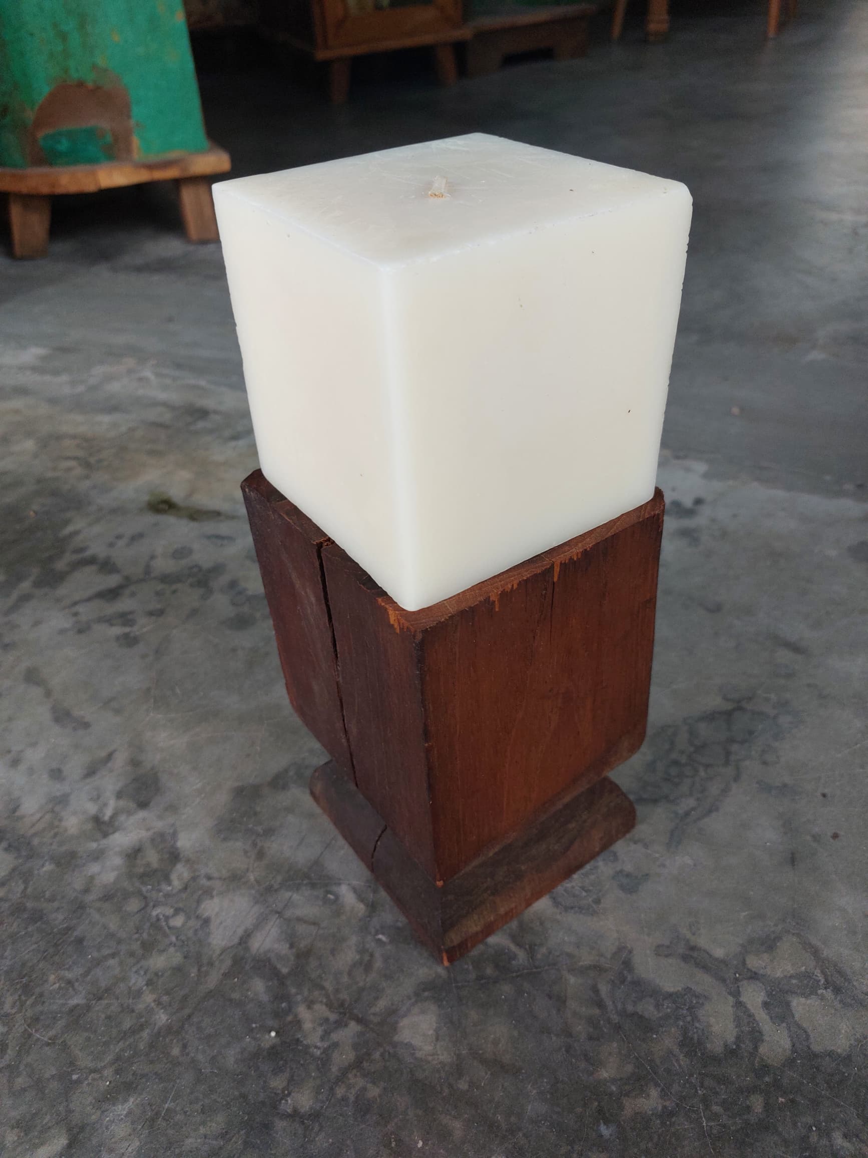 Vintage Teak Candle Holder (incl. candle) #3