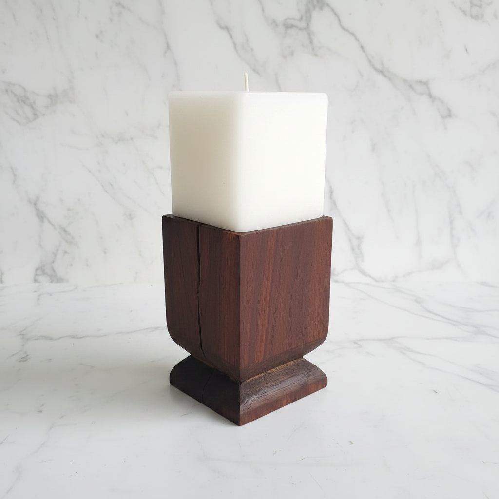 Vintage Teak Candle Holder (incl. candle) #3