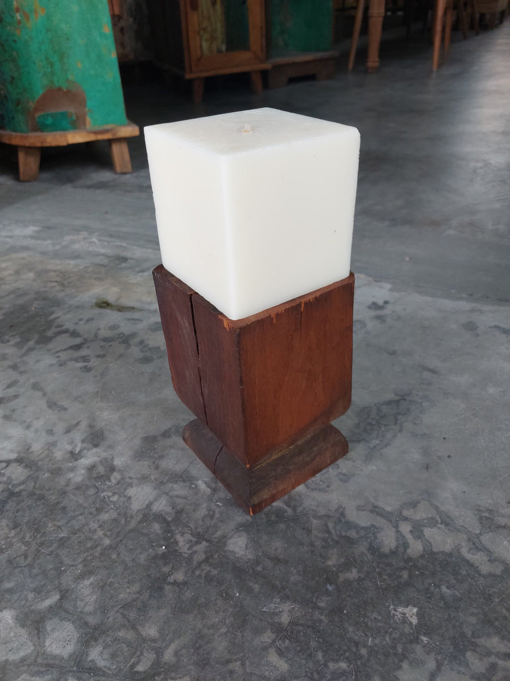 Vintage Teak Candle Holder (incl. candle) #3