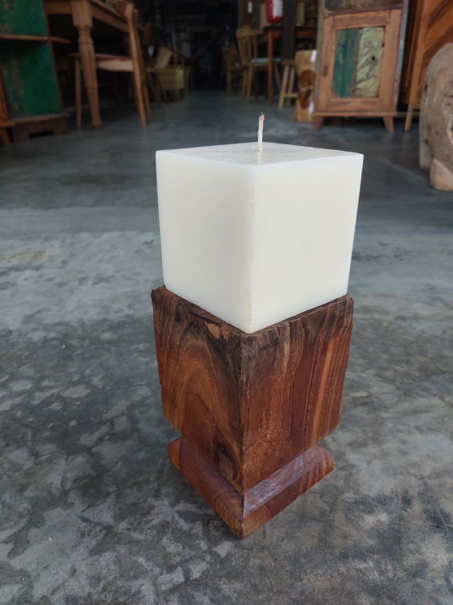 Vintage Teak Candle Holder (incl. candle) #5