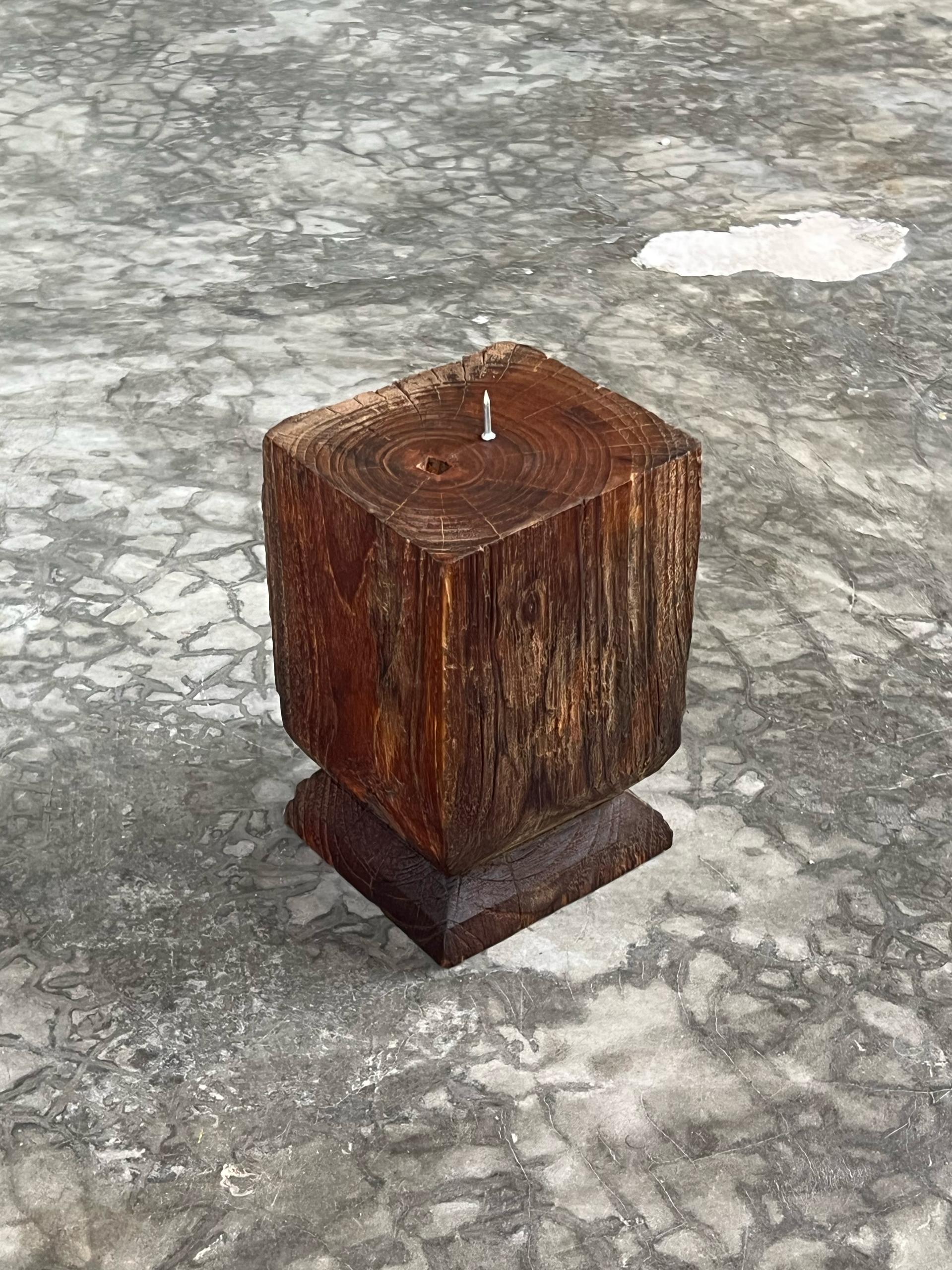 Vintage Teak Candle Holder (incl. candle) #7