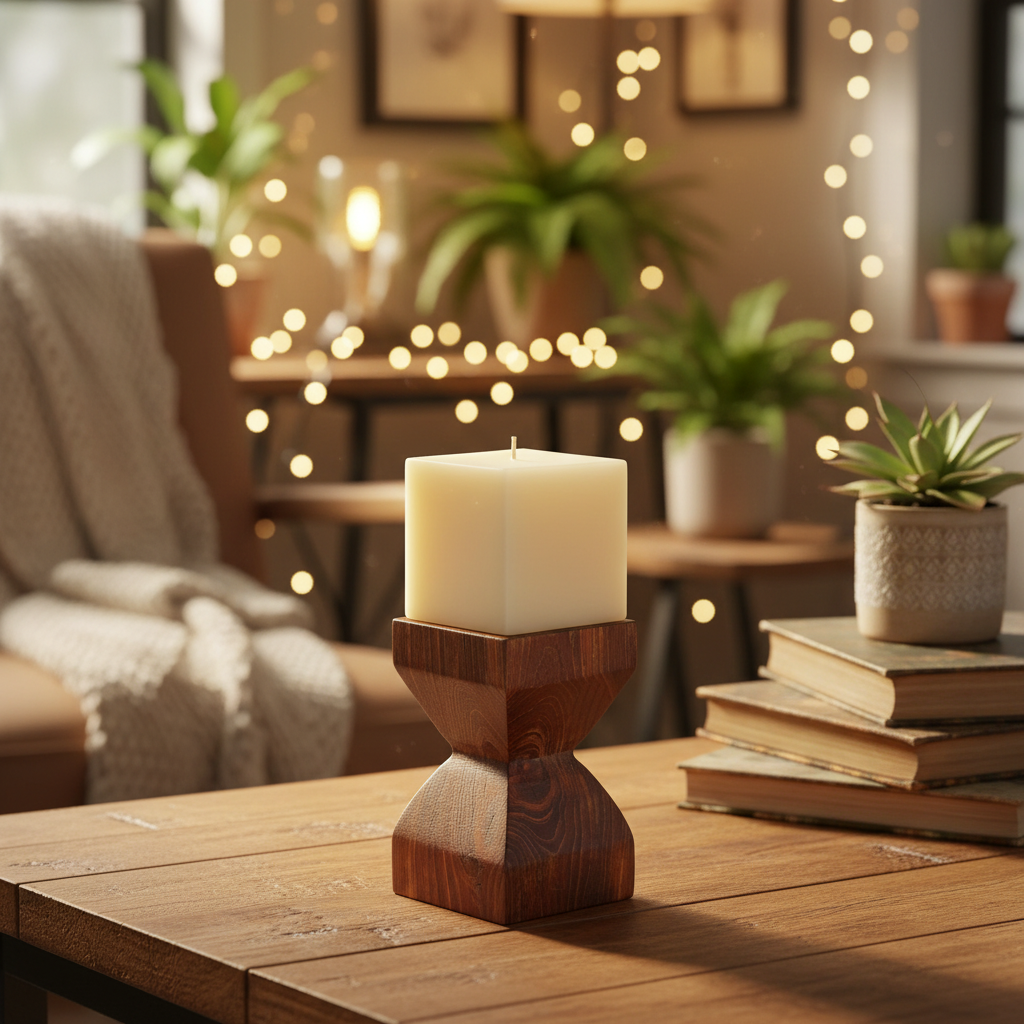 Vintage Teak Candle Holder (incl. candle) #8