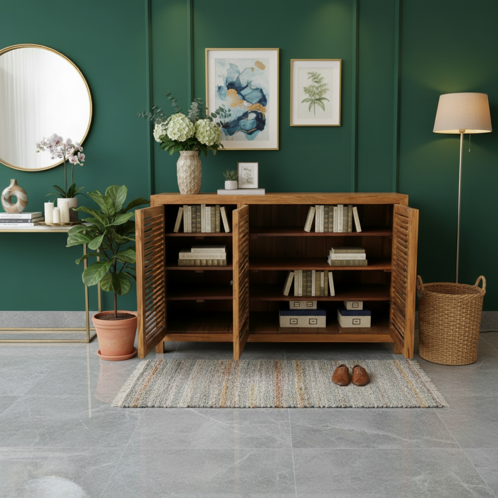 Louvred Shoe Cabinet (150cm) type 2