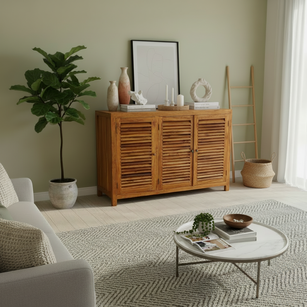 Louvred Shoe Cabinet (150cm) type 2