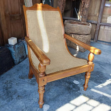 Load image into Gallery viewer, Vintage Teak and Rattan Planter&#39;s Chair
