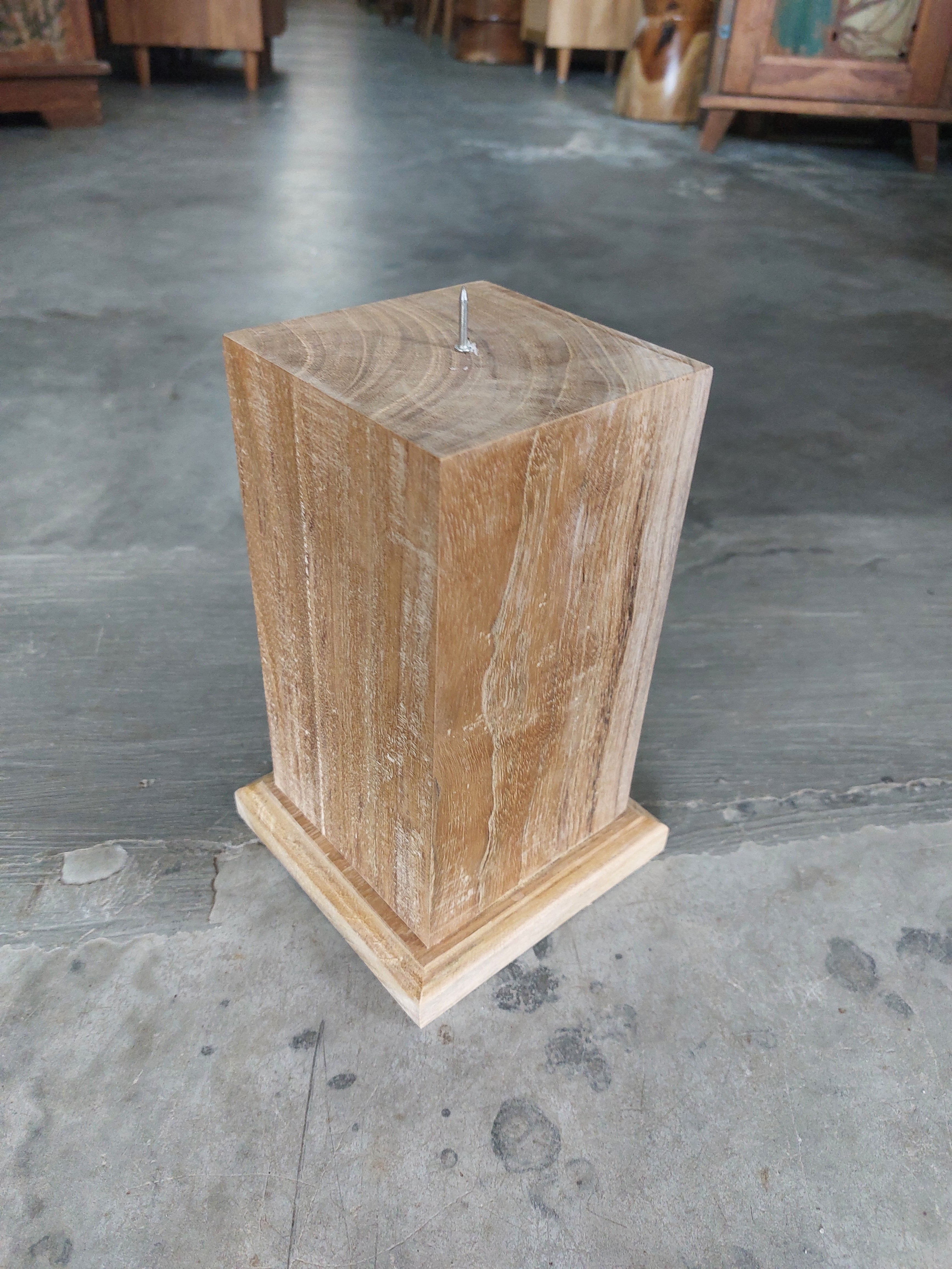Teak Candle Holder (incl. candle)