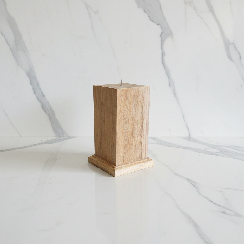 Teak Candle Holder (incl. candle)