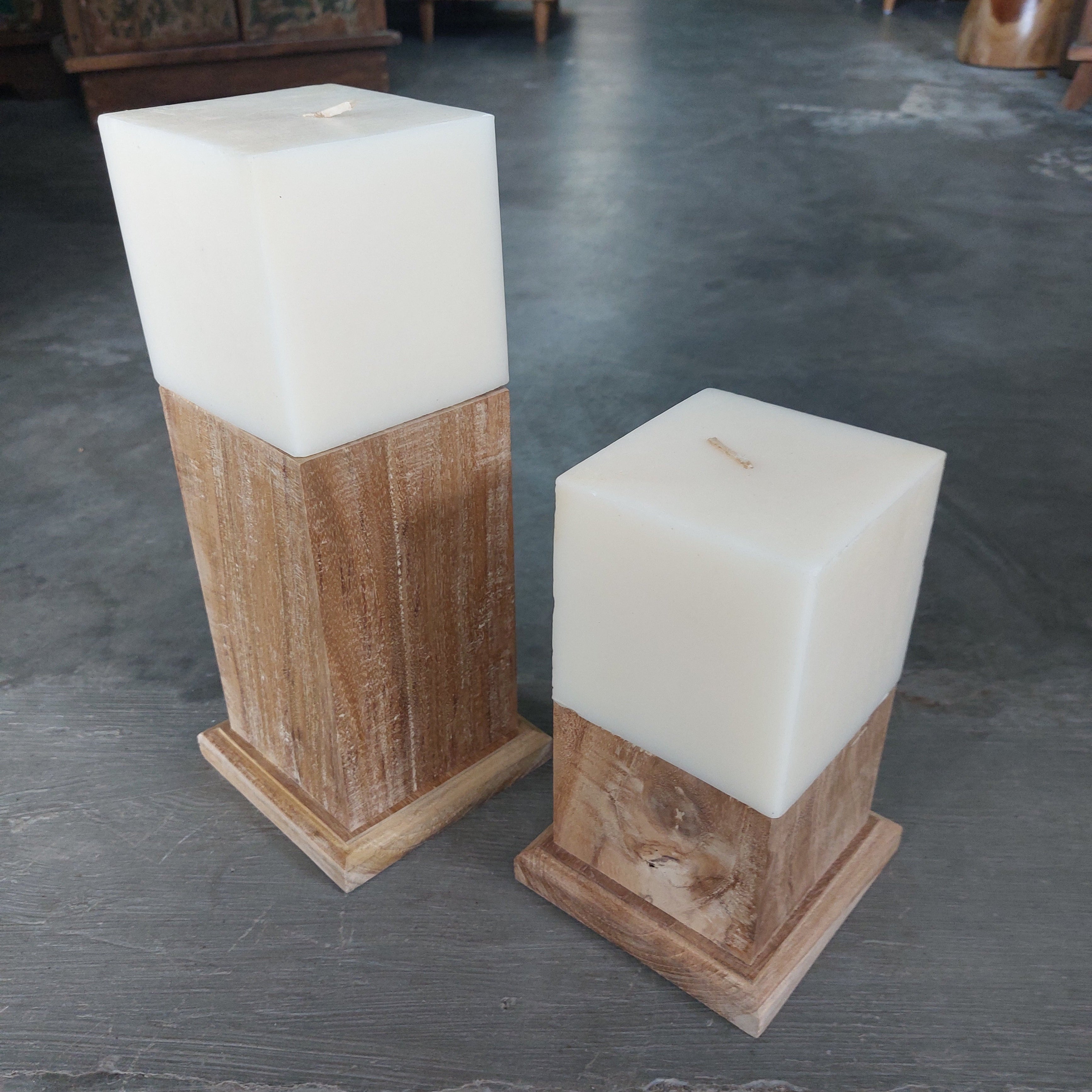 Teak Candle Holder (incl. candle)
