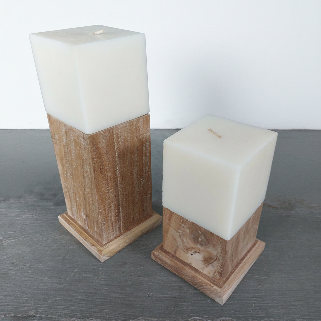 Teak Candle Holder (incl. candle)
