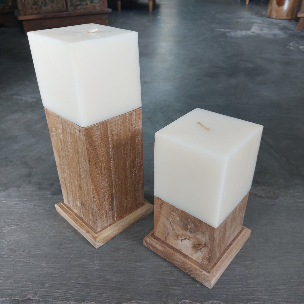 Teak Candle Holder (incl. candle)