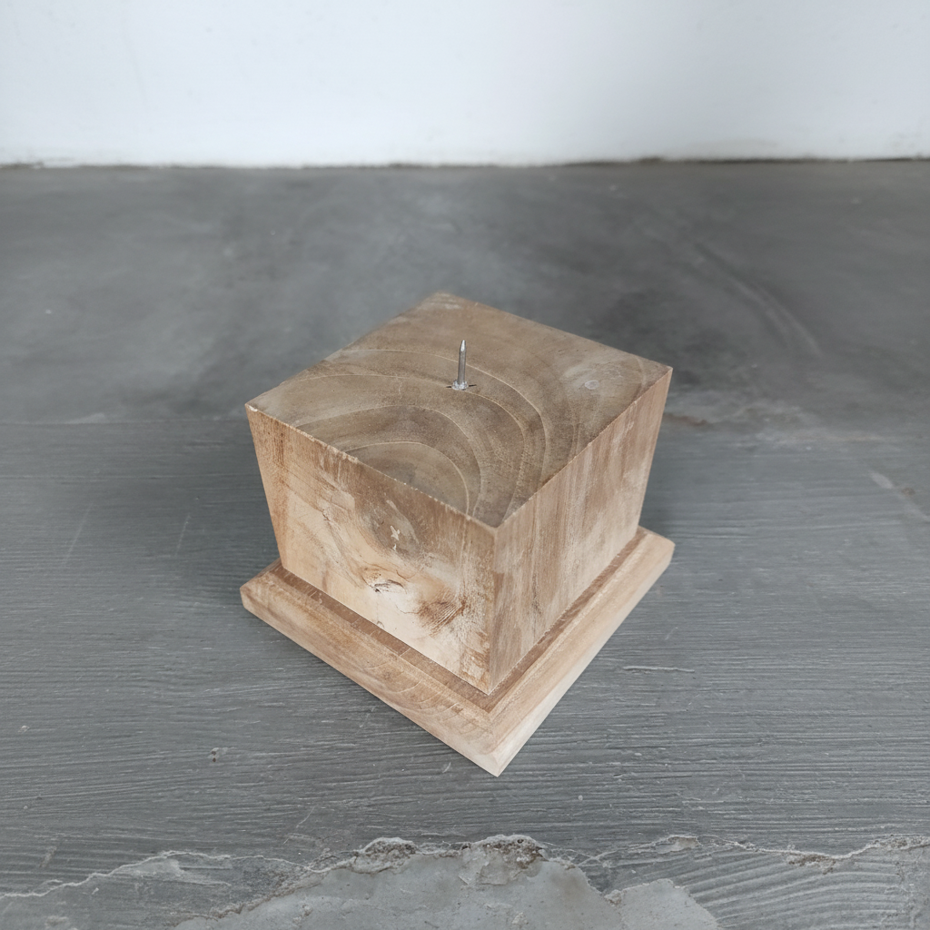 Teak Candle Holder (incl. candle)