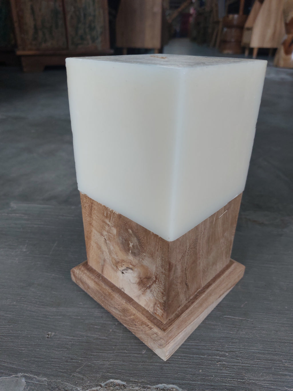Teak Candle Holder (incl. candle)
