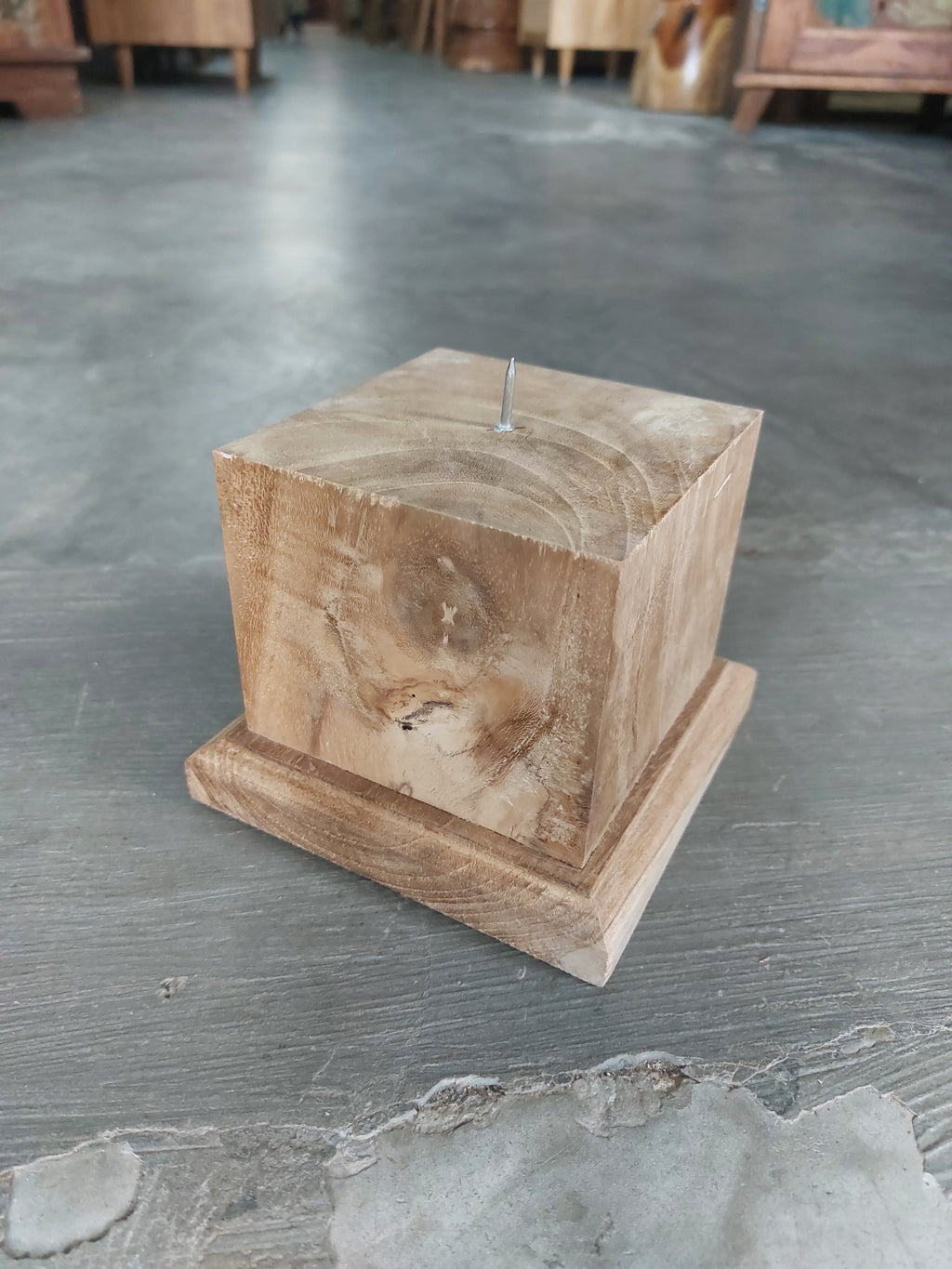 Teak Candle Holder (incl. candle)
